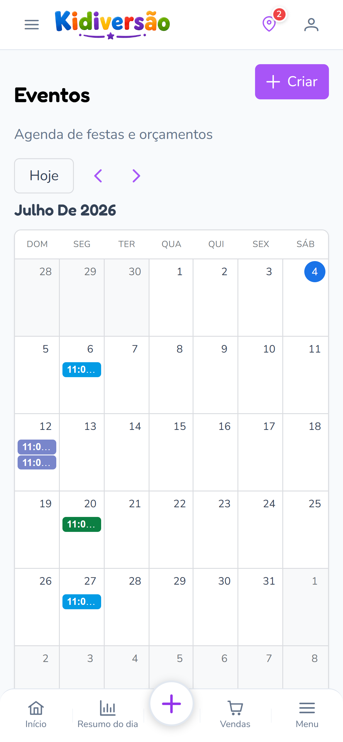 Agenda de eventos